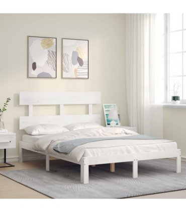 vidaXL Bed Frame without Mattress White Small Double Solid Wood Pine