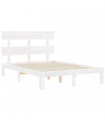 vidaXL Bed Frame without Mattress White Small Double Solid Wood Pine