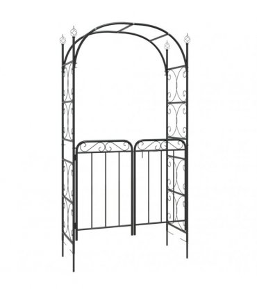 vidaXL Garden Arch with Gate Black 108x45x235 cm Steel
