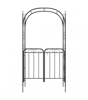 vidaXL Garden Arch with Gate Black 108x45x235 cm Steel