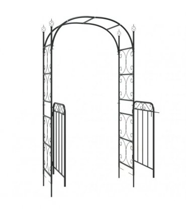 vidaXL Garden Arch with Gate Black 108x45x235 cm Steel