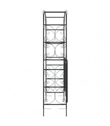 vidaXL Garden Arch with Gate Black 108x45x235 cm Steel