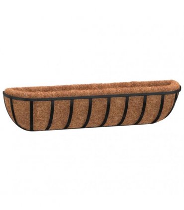 vidaXL Wall Troughs 2 pcs with Coco Liners Black 91x20x23 cm Steel