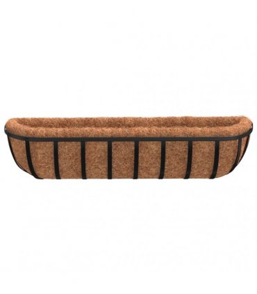 vidaXL Wall Troughs 2 pcs with Coco Liners Black 91x20x23 cm Steel