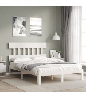 vidaXL Bed Frame without Mattress White Small Double Solid Wood Pine