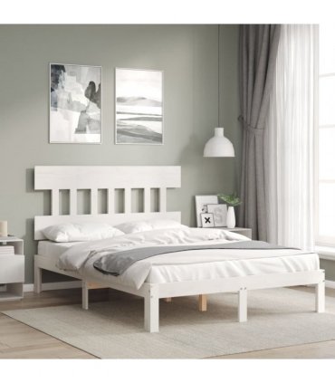 vidaXL Bed Frame without Mattress White Small Double Solid Wood Pine