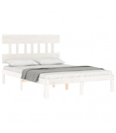 vidaXL Bed Frame without Mattress White Small Double Solid Wood Pine