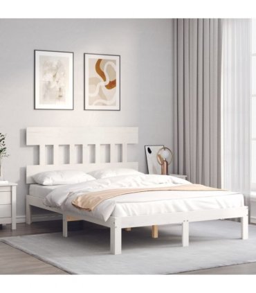 vidaXL Bed Frame without Mattress White Small Double Solid Wood Pine