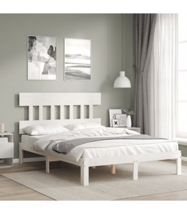 vidaXL Bed Frame without Mattress White 140x190 cm Solid Wood Pine
