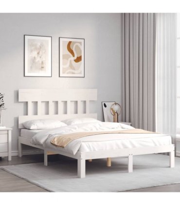 vidaXL Bed Frame without Mattress White 140x190 cm Solid Wood Pine