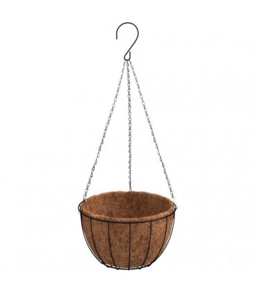 vidaXL Hanging Planters 4 pcs with Coco Liners Black Ø 35x52 cm Steel