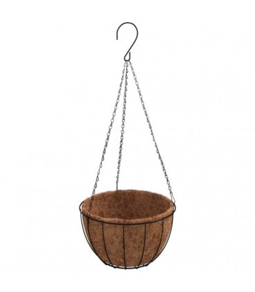 vidaXL Hanging Planters 4 pcs with Coco Liners Black Ø 35x52 cm Steel