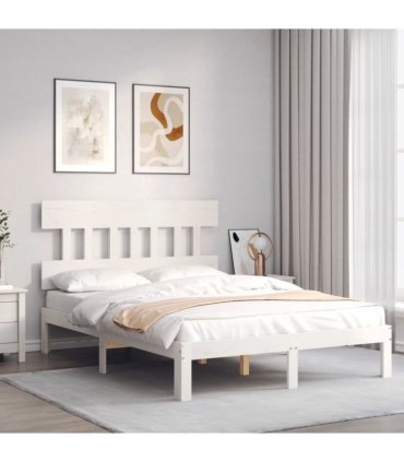 vidaXL Bed Frame without Mattress White 140x200 cm Solid Wood Pine