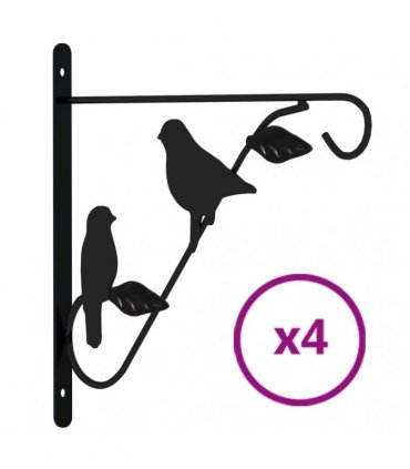 vidaXL Hanging Basket Brackets 4 pcs Black Steel