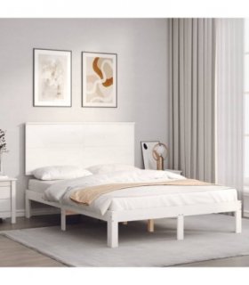 vidaXL Bed Frame without Mattress White Small Double Solid Wood Pine