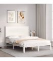 vidaXL Bed Frame without Mattress White Small Double Solid Wood Pine