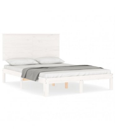 vidaXL Bed Frame without Mattress White Small Double Solid Wood Pine
