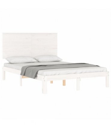vidaXL Bed Frame without Mattress White Small Double Solid Wood Pine