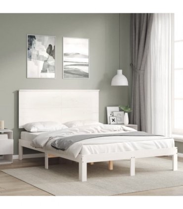vidaXL Bed Frame without Mattress White Small Double Solid Wood Pine