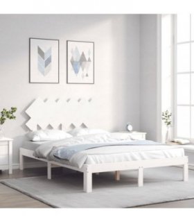 vidaXL Bed Frame without Mattress White Small Double Solid Wood Pine