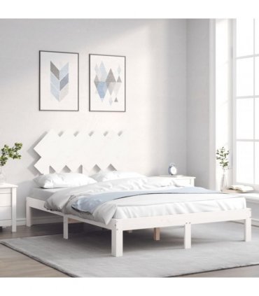 vidaXL Bed Frame without Mattress White Small Double Solid Wood Pine