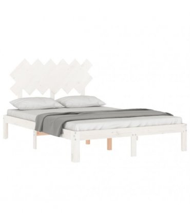 vidaXL Bed Frame without Mattress White Small Double Solid Wood Pine