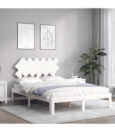 vidaXL Bed Frame without Mattress White Small Double Solid Wood Pine