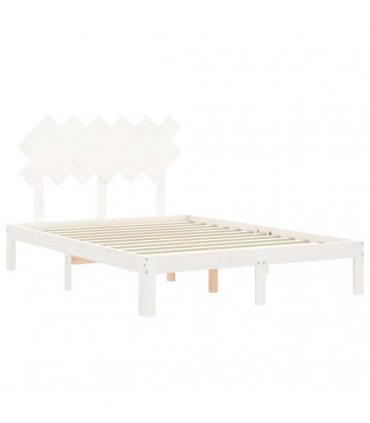 vidaXL Bed Frame without Mattress White Small Double Solid Wood Pine