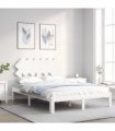 vidaXL Bed Frame without Mattress White Double Solid Wood Pine