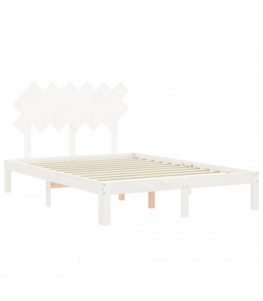 vidaXL Bed Frame without Mattress White Double Solid Wood Pine