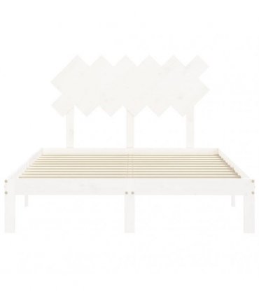 vidaXL Bed Frame without Mattress White Double Solid Wood Pine