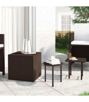 vidaXL Side Tables 3 pcs Brown Poly Rattan