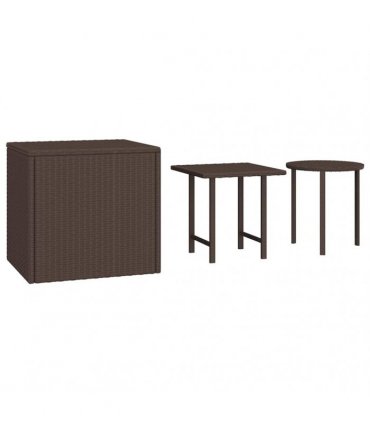 vidaXL Side Tables 3 pcs Brown Poly Rattan