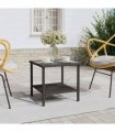 vidaXL Side Table Black 45x45x45 cm Poly Rattan and Tempered Glass