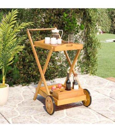 vidaXL Tea Trolley 54x87x90 cm Solid Wood Acacia