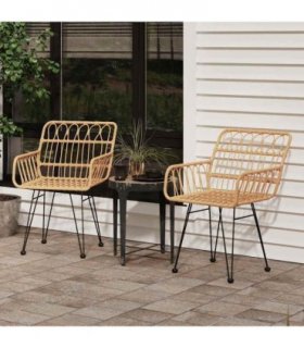 vidaXL Garden Chairs 2 pcs with Armrest 56x64x80 cm PE Rattan