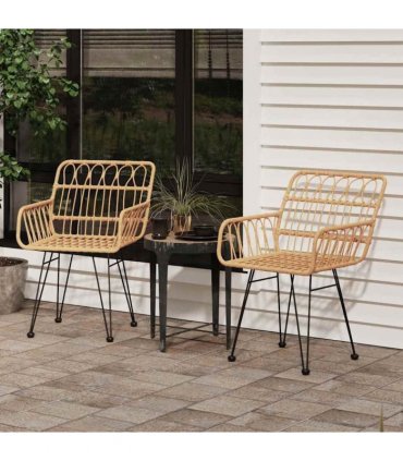 vidaXL Garden Chairs 2 pcs with Armrest 56x64x80 cm PE Rattan