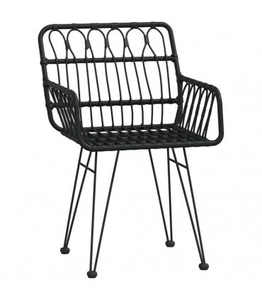 vidaXL Garden Chairs 2 pcs with Armrest Black 56x64x80 cm PE Rattan