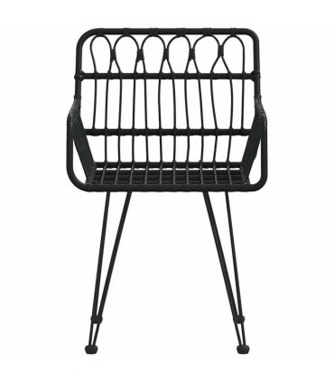 vidaXL Garden Chairs 2 pcs with Armrest Black 56x64x80 cm PE Rattan