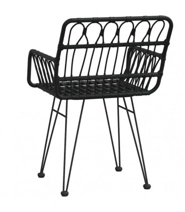 vidaXL Garden Chairs 2 pcs with Armrest Black 56x64x80 cm PE Rattan
