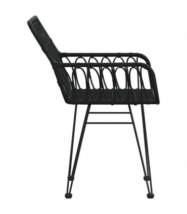 vidaXL Garden Chairs 2 pcs with Armrest Black 56x64x80 cm PE Rattan
