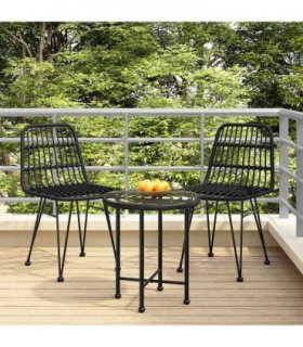 vidaXL Garden Chairs 2 pcs Black 48x62x84 cm PE Rattan
