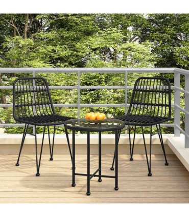 vidaXL Garden Chairs 2 pcs Black 48x62x84 cm PE Rattan