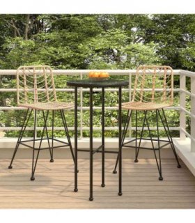 vidaXL Bar Stools 2 pcs 45x56x103,5 cm PE Rattan and Steel