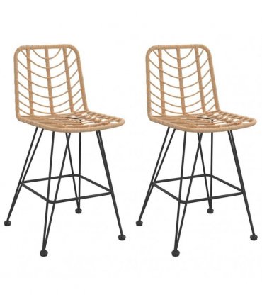 vidaXL Bar Stools 2 pcs 45x56x103,5 cm PE Rattan and Steel