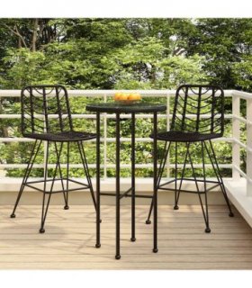 vidaXL Bar Stools 2 pcs Black 45x56x103,5 cm PE Rattan and Steel