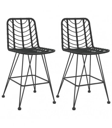 vidaXL Bar Stools 2 pcs Black 45x56x103,5 cm PE Rattan and Steel
