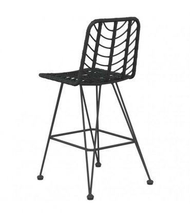 vidaXL Bar Stools 2 pcs Black 45x56x103,5 cm PE Rattan and Steel