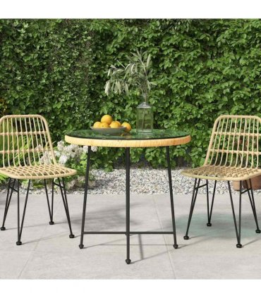 vidaXL Dining Table Ø80 cm Tempered Glass and Steel