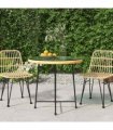 vidaXL Dining Table Ø80 cm Tempered Glass and Steel